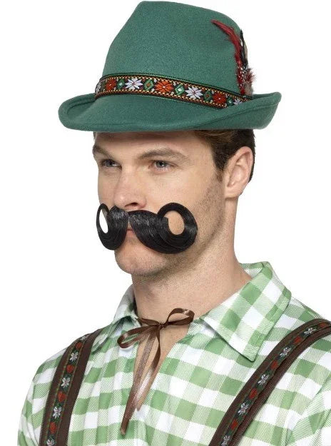 Sombrero Tirolés Verde con Pluma Complementos Oktoberfest Smiffys